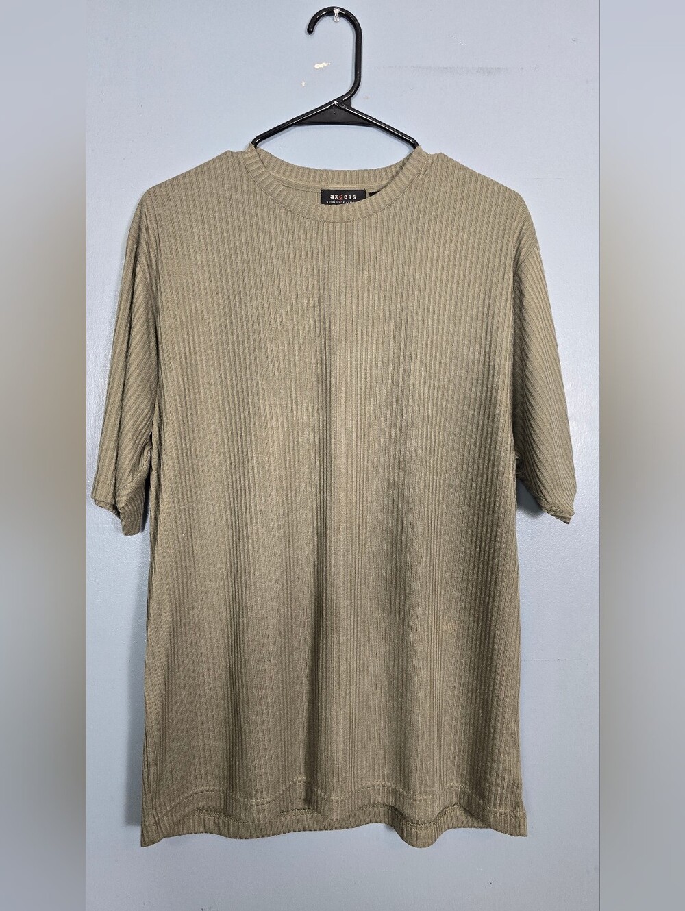 Axcess Men's Ribbed Short Sleeve Tee in Olive Beige